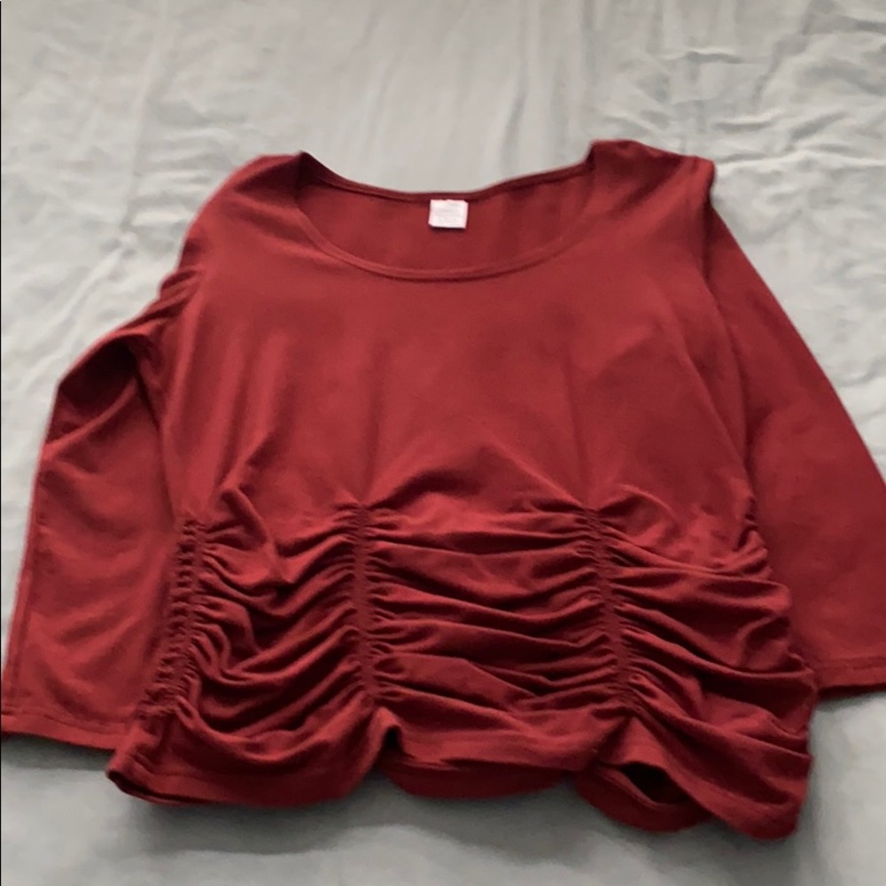 Rouched mid sleeve top